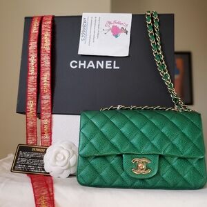Chanel Classic Mini Iridescent Green 18S Bag